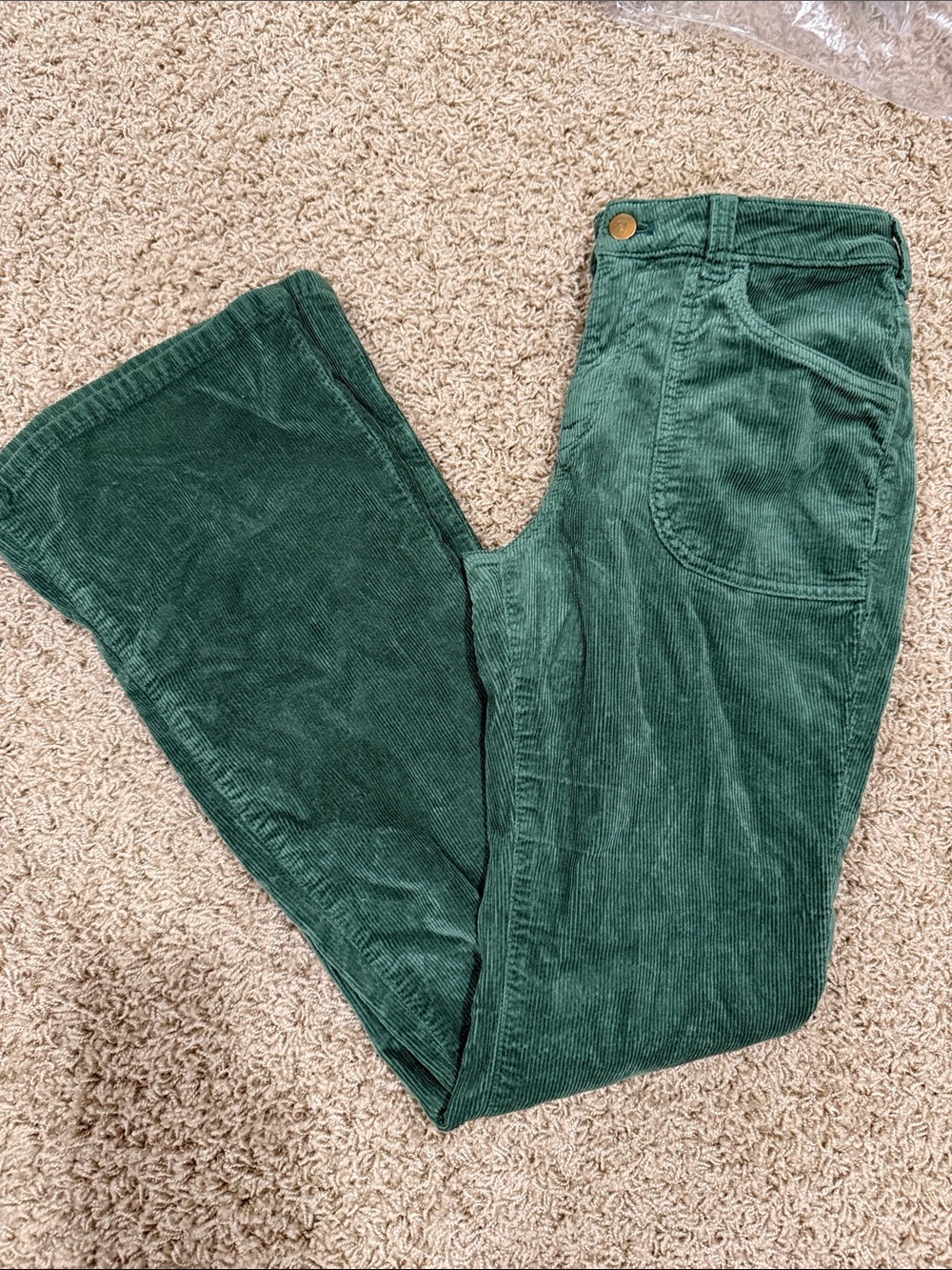 Pilcro Green Velvet Corduroy Flare Jeans Size 28
